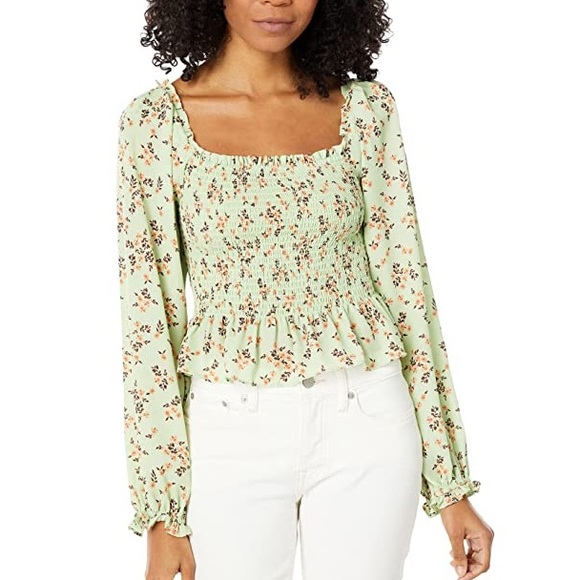 NWT WAYF Jackie Smocked Long Sleeve Top - Picture 3 of 7